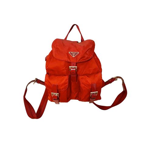 prada backpack nylon black red|prada nylon backpack vintage.